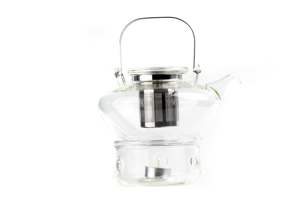 Glass Teapot With Teapot Warmer and Candle