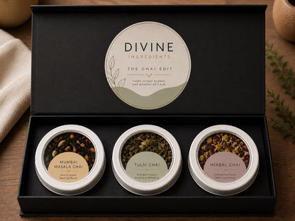 The Chai Edit — curated box of three organic chai blends